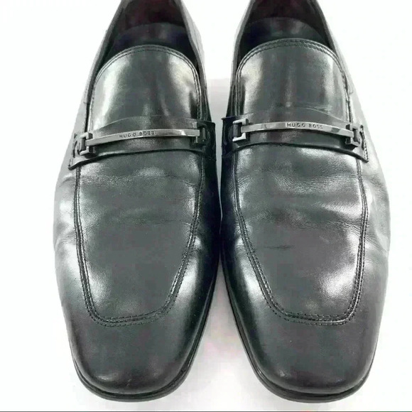 Boss Hugo Boss mens Carl loafers size 9 black leather horsebit main image 8